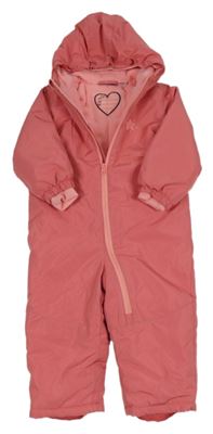 Růžová šusťáková zimní kombinéza s hvězdičkou a kapucí lupilu