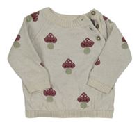 Smetanový svetr s muchomůrkami Tu