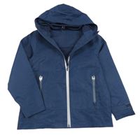 Tmavomodrá vzorovaná šusťáková jarní bunda s kapucí YIGGA