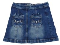 Tmavomodrá tepláková riflová sukně s čumáčky kočičky/kapsami C&A