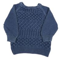 Tmavomodro-modrý melírovaný vzorovaný svetr Next