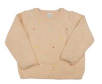 Broskvový chlupatý svetr s barevnými hvězdičkami C&A