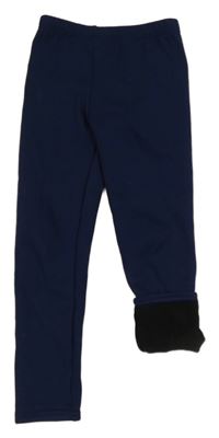 Tmavomodré teplákové zateplené legíny