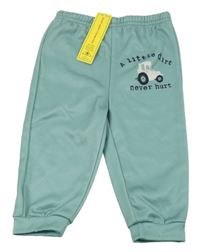 Nové - olivové tepláky s traktorem a nápisy SHEIN