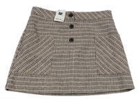Nové - smetanovo-černo-vínovo-starorůžová kostkovaná/vzorovaná vlněná sukně se třpytkami St. Bernard