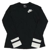 Černo-bílé melírované triko s logem a síťovinou Nike