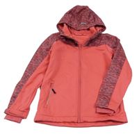 Jahodovo-melírovaná softshellová bunda s kapucí crivit
