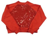 Červená crop mikina s flitry H&M