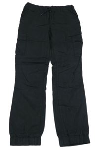 Černé cargo cuff plátěné podšité kalhoty C&A