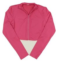 Tmavorůžová propínací sportovní crop mikina SHEIN