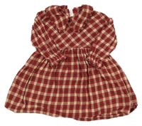 Červeno-smetanovo-smaragdové kostkovano/kárované šaty s límečkem Nutmeg