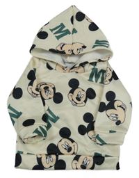 Smetanová teplá mikina s Mickey a kapucí 