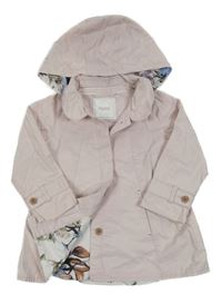 Světlepudrový plátěný jarní kabát s límečkem a kapucí Next