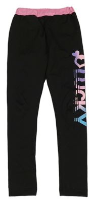 Černo-růžové sportovní legíny s nápisem Pink Shell