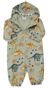 Světlekhaki šusťáková jarní kombinéza s dinosaury - Jurský svět a kapucí PRIMARK