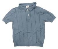 Šedomodré žebrované pletené polo tričko H&M