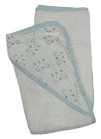 Bílo-světlemodrá froté zavinovací osuška s kapucí se šelmami Mothercare