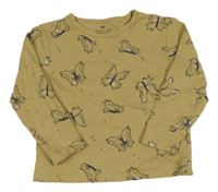 Pískové crop triko s motýlky H&M