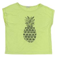 Neonově žluté crop tričko s ananasem Orchestra 