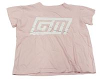 Růžové crop tričko s potiskem 