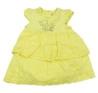 Žluté šaty s madeirou Medvídek Pú a všitým body Disney