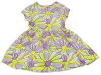 Fialové květované bavlněné šaty Tu
