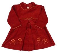 Červené manšestrové šaty s kytičkami a límečkem Mayoral