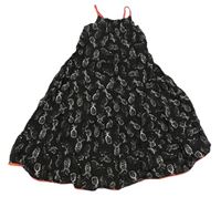 Černé dlouhé šaty s ananasy M&S