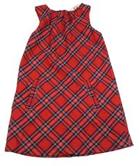 Červeno-černo-bílé kostkované třpytivé šaty s mašlí H&M
