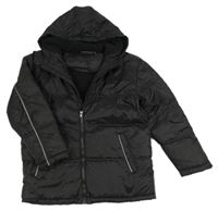 Černá šusťáková zimní bunda s kapucí