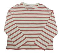 Bílo-starorůžové pruhované triko M&S