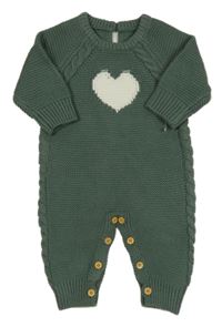 Khaki pletený overal se srdcem