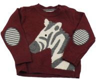 Vínový vlněný svetr se zebrou Jojo Maman Bébé