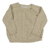 Béžový propínací svetr s copánkovým vzorem Primark