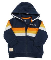 Tmavomodro-barevná propínací mikina s pruhy a kapucí F&F