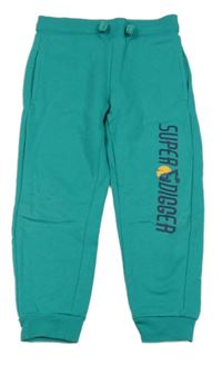 Zelené tepláky s nápisem a bagrem Pocopiano