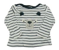Bílo-antracitové pruhované triko s medvědem C&A