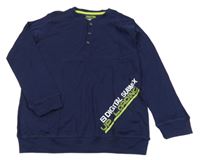 Tmavomodré triko s nápisem a knoflíky Y.F.K.