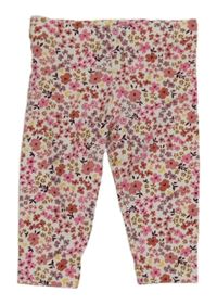 Bílo-růžové květované legíny F&F