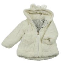 Smetanová kožešinová zateplená bunda s kapucí