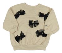 Béžová oversize mikina s tylovými mašlemi Next