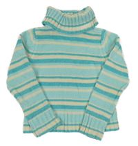 Azurovo-smetanový pruhovaný svetrový rolák