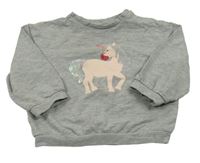 Šedá melírovaná mikina s jednorožcem s flitry Topomini