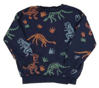 Tmavomodrá mikina s kostrami dinosaurů F&F