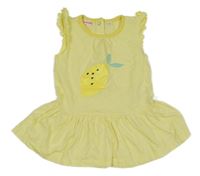 Žluto-bílé pruhované bavlněné šaty s citrónem Liegelind