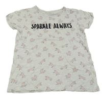 Světlešedé melírované tričko s jednorožci a nápisem Primark