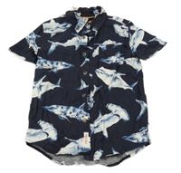 Tmavomodrá košile se žraloky Joules