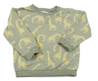 Zelenošedá mikina s žirafami Tu