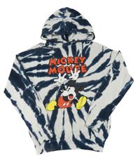 Světlešedo-tmavomodrá batikovaná mikina s Mickeym a kapucí H&M
