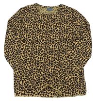 Hnědo-černé žebrované triko s leopardím vzorem Next